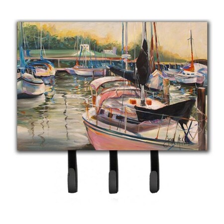 Carolines Treasures Black Sails Sailboat Leash and Key Holder JMK1032TH68