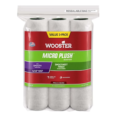 Wooster R335 9 x 0.31 in. Nap Micro Plush Roller, 3PK 71497186256
