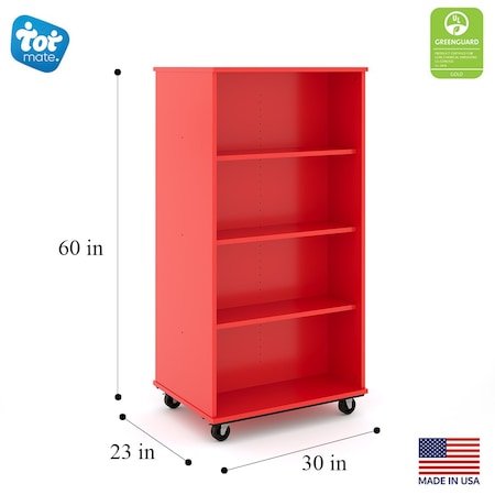 Tot Mate Mobile Wood Cabinet, Red, 30 in W x 30 in L x 60 in H x 23 in D TMM611A.M0C85