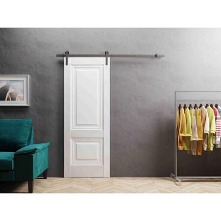 Sartodoors Sturdy Barn Door 18 x 80in, Lucia 8831 White Silk, Stainless Steel 6.6FT Rail Hangers Heavy Set LUCIA8831BD-S-WS-18