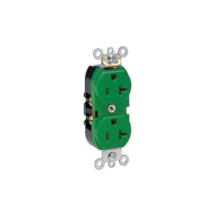 Leviton PlugsandRcptcls, 20A, 125VAC, Grn, Nylon, PK1 5362-GNS