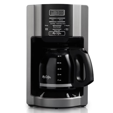 Mr. Coffee 12 Cup Programmable Coffee Maker with Rapid Brew in Silver 2131778