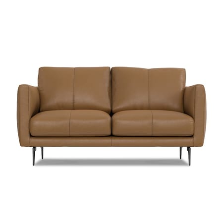Homeroots 60" Brown Leather Sofa With Black Legs 640971