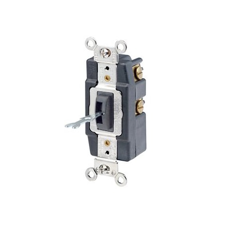 Leviton Locking Toggle Switch, 20 Amp, 120/277 Volt, Black 1285-L