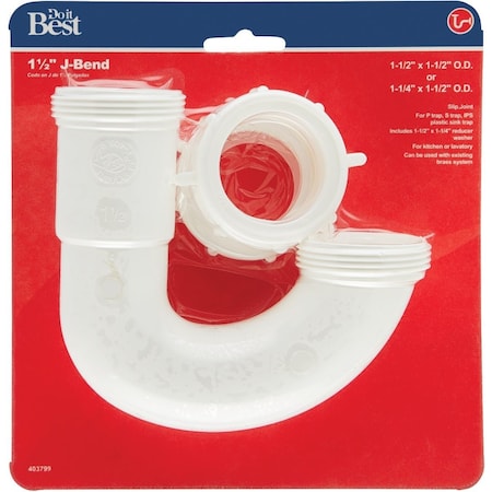 Do It Best 1-1/2'' or 1-1/4 In.. Wht Plastic J-Bend Carded DIB66-1W
