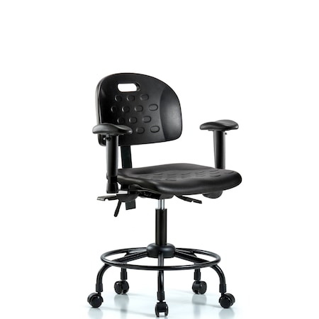 Blue Ridge Ergonomics Desk Chair Newport Desk Chair, RT, Tilt AA Casters, Adjustable Arms, 19" to 23" Height, Black; Blue BR-HPDHCH-RT-T1-A1-RC
