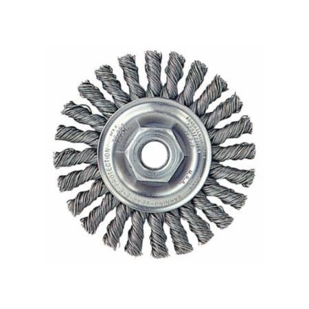 Weiler Cable Twist Knot Wire Wheel, 4 in dia x 1/4 in W, 0.020 in Stainless Steel Wire, 20000 RPM 804-13276
