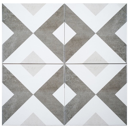 Andova Tiles SAMPLE-Luv Ahava Grey 8-in Encaustic Matte Porcelain Wall & Floor Tile SAM-ANDLUV457