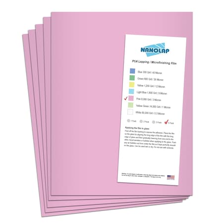 Nanolap PSA Lapping Film, 5 Pc 3 Micron (8,000 Grit), 8-0.5 in x 11 in Microfinishing Fine Sanding Paper 61559N
