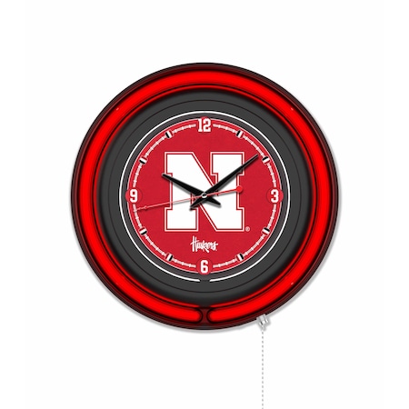 Holland Bar Stool University of Nebraska 15 Double Neon Wall Clock Clk15BK