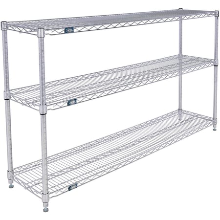 Global Industrial Nexel 3 Shelf, Stainless Steel Wire Shelving Unit, Starter, 60"W x 14"D x 34"H B3149687