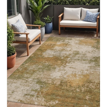 Homeroots 5' X 8' Copper And Ivory Abstract Washable Indoor Outdoor Area Rug 630622