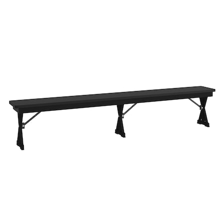 Flash Furniture HERCULES 8FT x 12in Black Wash Antique Solid Pine Farmhouse Folding Bench w/Foldable Locking X-Legs XA-B-96X12-L-XLEGS-BW-GG