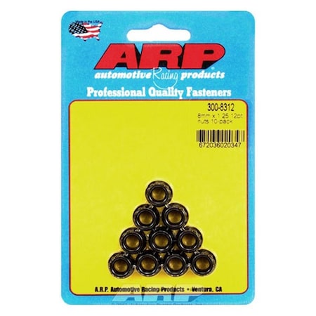 Whole-In-One 300-8312 8 x 1.25 mm 12 Point Black Oxide Steel Nut - Set of 10 WH3624626