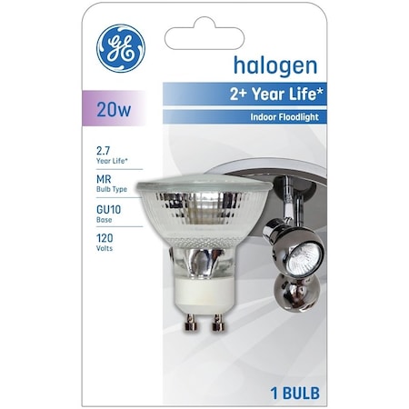 Ge Bulb, 20 W, GU10 Lamp Base, MR16 Lamp, 80 Lumens, 2600 K Color Temp, 3000 hr Average Life 84940
