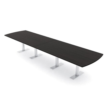 Skutchi Designs 14ft Arc Rectangle Conference Table With Power | Harmony Series | 14 Person Meeting Room Table HAR-AREC-48X168-T-U999ST19-NA