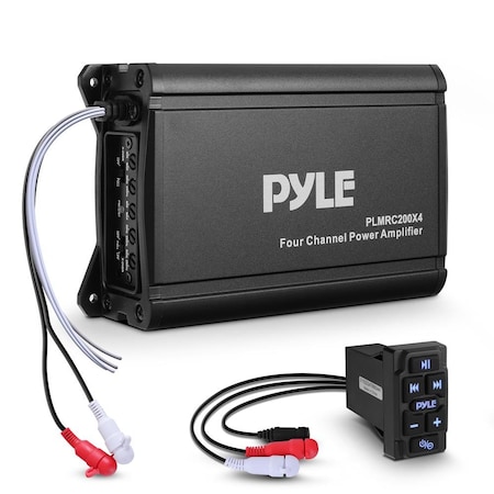 Pyle 4 Channel Waterproof Rated Marine Amplifier, 600 WATT Max Pro Audio Powersports Amp System Kit PLUTVRKBT200X4