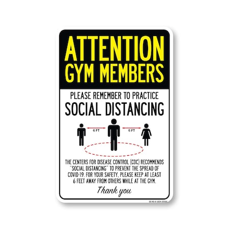 Signmission Public Safety, Gym Members Practice Social Distancing, 24in X 18in Aluminum, OS-NS-A-1824-25394 OS-NS-A-1824-25394