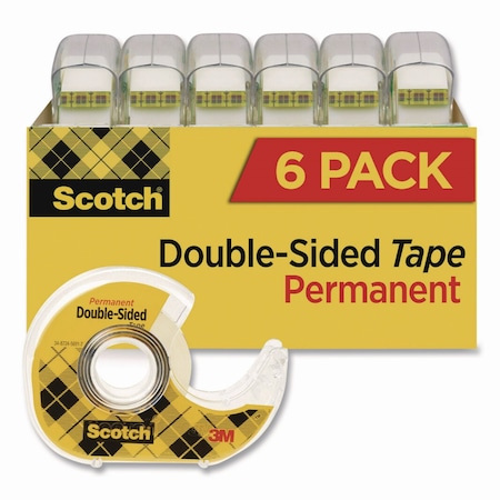 Scotch Double-Sided Permanent Tape in Handheld Dispenser, 1in Core, 0.5in x 500in, 6PK 6137H-2PC-MP