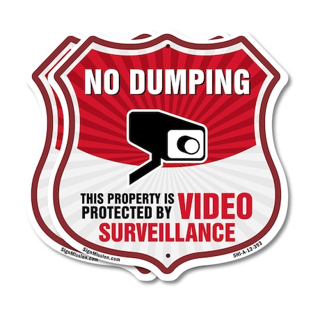 Signmission No Dumping Shield Sign This Property Is, 12 inch X 12 inch, Plastic Sign, 2PK SHI-P-2PACK-12-393