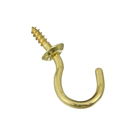 National Hardware Cup Hook, 0.39 in Opening, 1-1/2 in L, Solid Brass, 4PK N119-685
