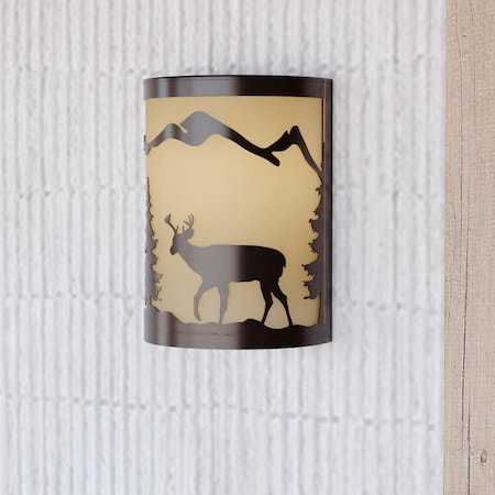 Vaxcel Bryce 1 Light Bronze Rustic Deer Tree Indoor Outdoor Flush Wall Sconce WS55408BBZ