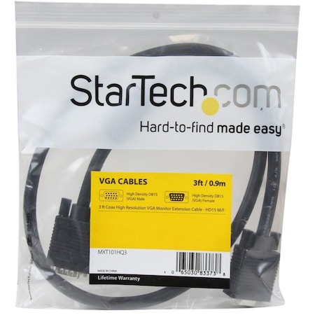 Startech.Com 3 FT COAX VGA MONITOR EXTENSION CABLE MXT101HQ3