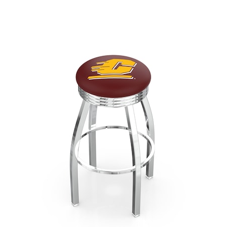 Holland Bar Stool Co 30" Chrome Central Michigan Swivel Bar Stool, Accent Ring L8C3C30CenMic