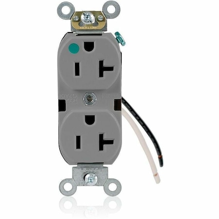 Leviton Heavy Duty Hospital Grade Duplex Receptacle, 20 Amp, 125 Volt 8300-CGY