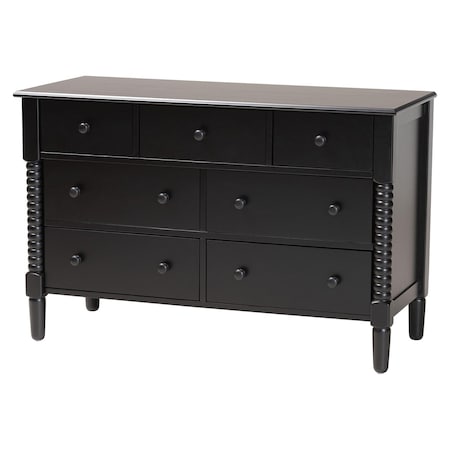 Baxton Studio Braith Farmhouse Black Spindle Wood 7-Drawer Dresser 258-14248-ZORO