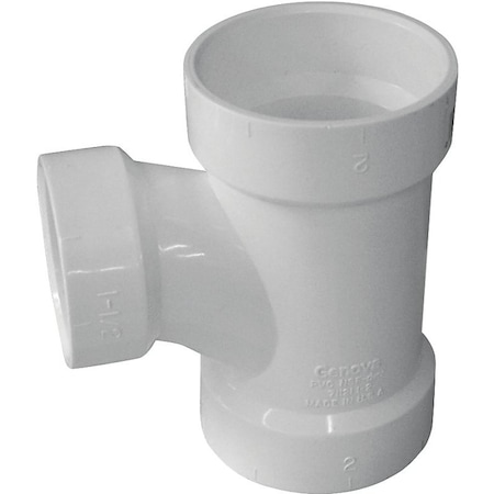 Genova CANPLAS Sanitary Pipe Tee, 4 x 3 in, Hub, PVC, White 192136