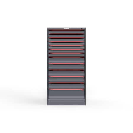 Strong Hold 13 drawer cabinet - (7x 2ft, 5x 4ft, 1x 7ft) - Red accents - Keyed Different S3060-PPDAS-1302DS