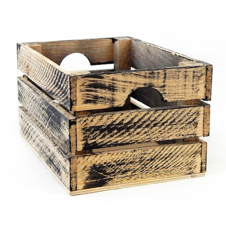 Homeroots 9" Organic Black and Natural Distressed Wood Stacking Milk Crate 471942