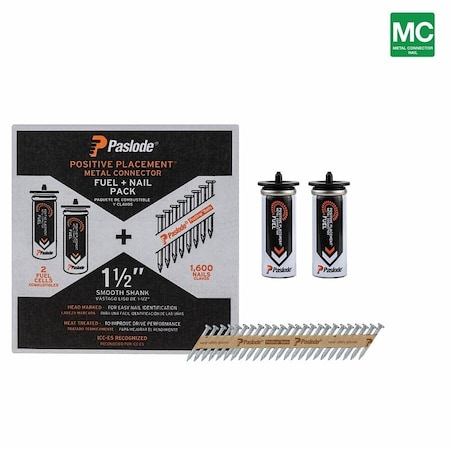 Paslode Paslode Fuel and Nail Pack, 1-1/2 in L, Galvanized, Smooth Shank 650937