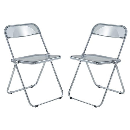 Kd 30 x 19 x 18.5 in. Lawrence Acrylic Folding Chair with Metal Frame, Transparent Black, 2PK KD2609657