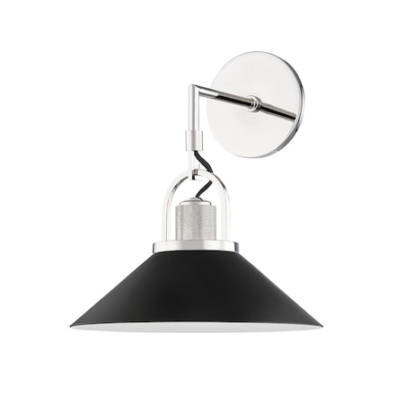 Hudson Valley Lighting Syosset 1 Light Wall Sconce 12 In. Polished Nickel/Black 2601-PN/BK