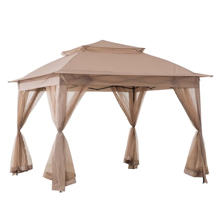 Sunjoy 11 ft. x 11 ft. Khaki Pop Up Portable Steel Gazebo A109000101