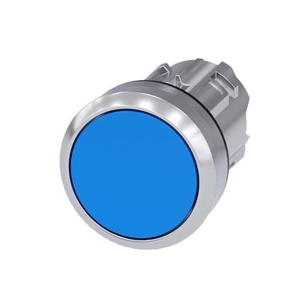 Siemens Pushbutton, 22 mm, round, metal, shiny, blue, pushbutton, flat 3SU1050-0AB50-0AA0-ZY11