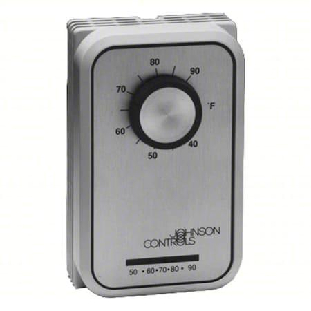 Johnson Controls Line Voltage Thermostat, Cool Only, 40 to 90F, Exposed Dial, 24 to 277V AC, 1C T26J-7C