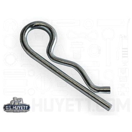 Huyett Bridge Pin, Zn Plt Spg Stl, .072 Wire Dia x 1.188 L x .230 In Eye Dia x Fits .25 to 3/8 Shft BP-0004
