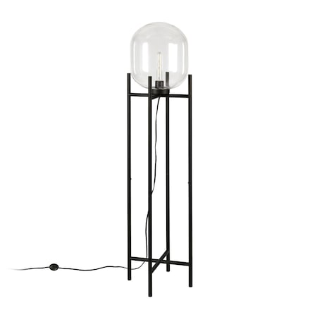 Homeroots 55" Black Novelty Floor Lamp With Clear Transparent Glass Globe Shade 523549