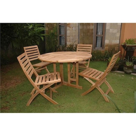 Anderson Teak 47 in. Round Butterfly Folding Table Set-35