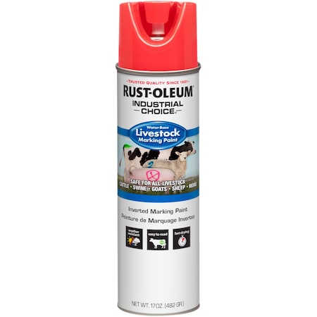 Rust-Oleum Livestock Marking Paint, Fluorescent Red, Water, 17 Oz 383005