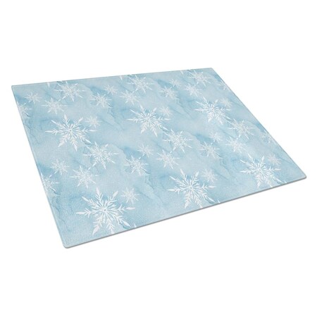 Carolines Treasures Watercolor Snowflake on Light Blue Glass Cutting Board, Large BB7552LCB