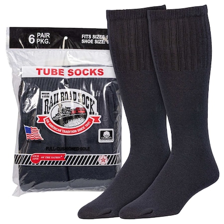 Railroad Sock Men's Tube Socks - Black, 6PK 6078