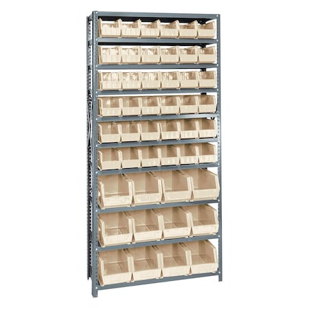Quantum Storage Systems 10 SHELF OPEN UNIT W/48 IVORY BINS QSBU-230240IV
