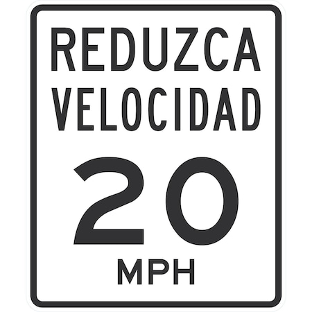 Lyle Reduzca Velocidad 20 MPH, 30x36, Engineer Grade, White G-15643-EG_30x36
