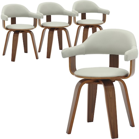 Leisuremod Brivo Swivel Dining Chair with 360-Degree Leather Armchair & Poplar Wood Legs, 4PK BC22GR4