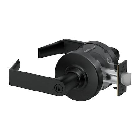Schlage Grade 1 Bath/Bedroom Privacy Cylindrical Lock, Non-Keyed, Rhodes Lever with Rose, Matte Black PC40 RHO 622