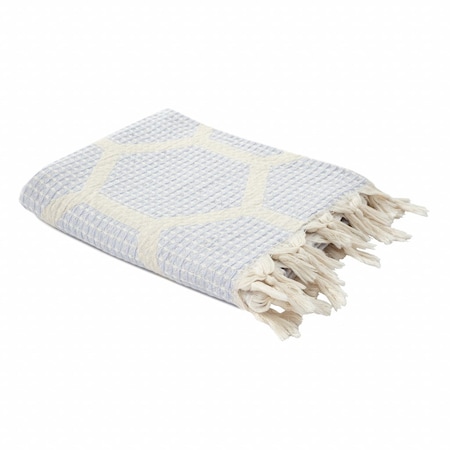 Homeroots 60" X 50" Purple Woven Cotton Geometric Throw Blanket with Fringe 516498
